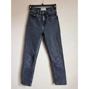 Everlane The High Rise Straight Leg Jeans Women's Size 23 Gray Wash